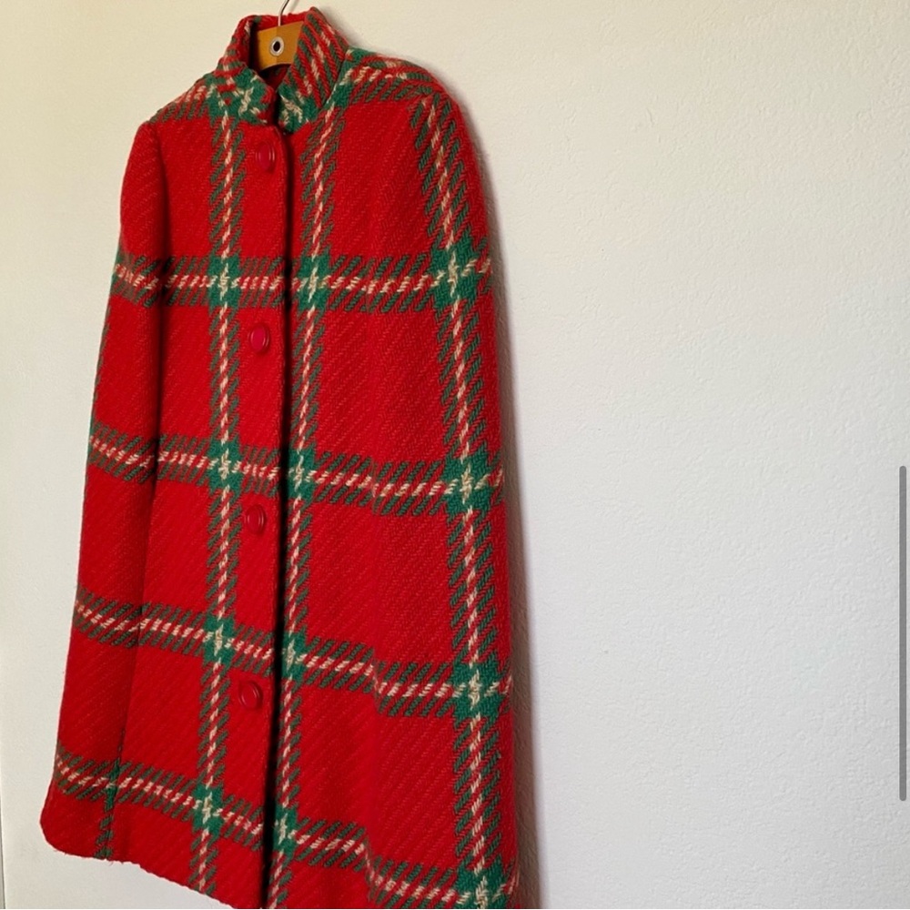INSANE VINTAGE 1950'S PLAID WOOL CAPE - Picture 5 of 11